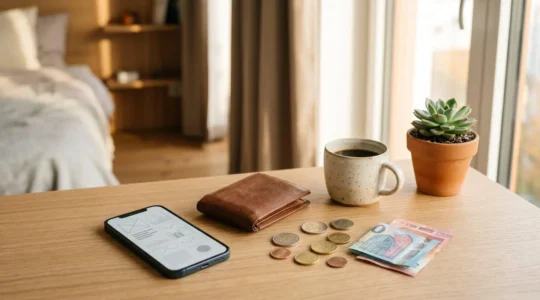 Scène lifestyle montrant l'optimisation intelligente des dépenses quotidiennes et programmes de fidélité