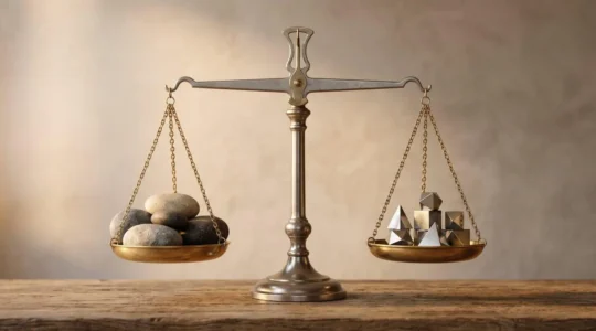 Visualisation conceptuelle de l'équilibre entre sécurité et performance dans l'allocation d'actifs