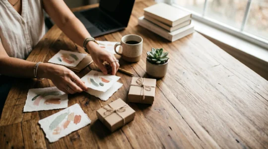 Entrepreneur planifiant une stratégie de personnalisation commerciale avec un budget limité